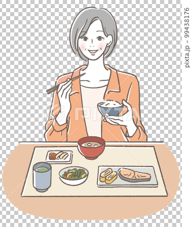 Senior woman eating with a smile Senior woman eating with a smile 99438176