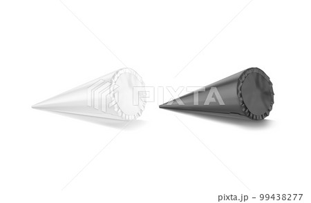 Blank black and white ice cream cone pack mockup, isolated 99438277