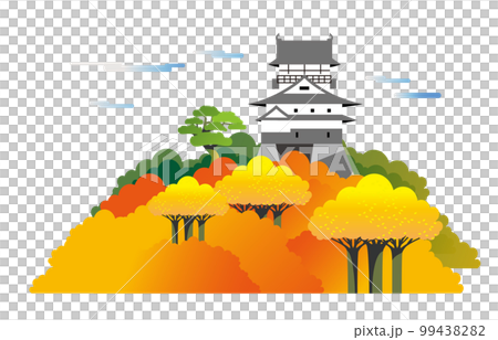 犬山城　紅葉と黄葉の風景 99438282