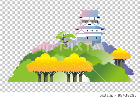 秋葉和黃葉的犬山城景觀 秋葉和黃葉的犬山城景觀 99438283