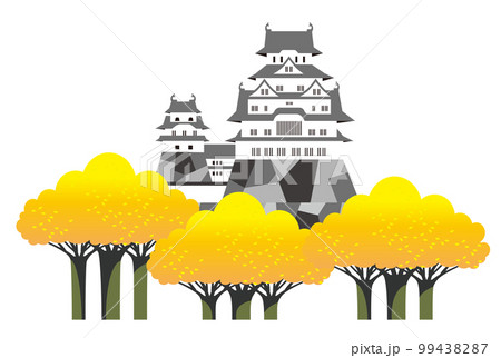 姫路城（紅葉と黄葉のの天守閣） 99438287