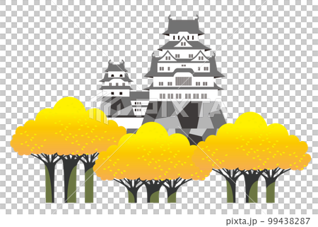 姫路城（紅葉と黄葉のの天守閣） 99438287