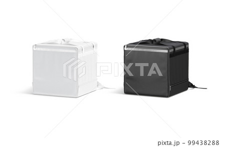 Blank black and white delivery bag mockup, half-turned view Blank black and white delivery bag mockup, half-turned view 99438288