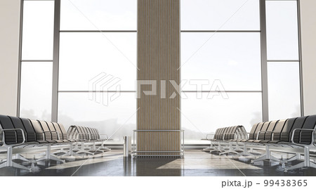 Airport or terminal lounge interior mockup, front view 99438365