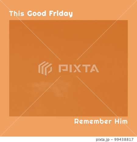 Composition of good friday text and copy space on orange background 99438817