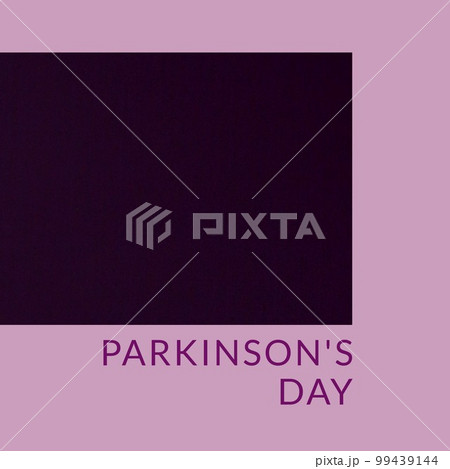 Composition of parkinson's disease day text and copy space on purple and black background Composition of parkinson's disease day text and copy space on purple and black background 99439144