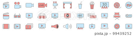Movies Cinemas line icons collection Editable stro 99439252