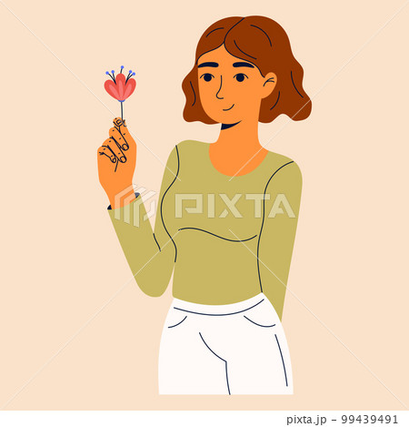 Beautiful girls with flowers. Girl power, feminism, sisterhood concept. 99439491