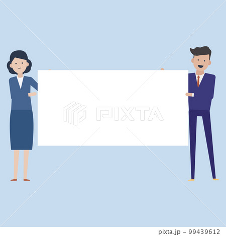 ホワイトボードを持つ二人の会社員のイラスト素材 ホワイトボードを持つ二人の会社員のイラスト素材 99439612