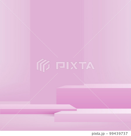 3d pink color podium and minimal pink color wall scene. 3d podium minimal abstract background. Pastel color abstract room design. Vector 99439737