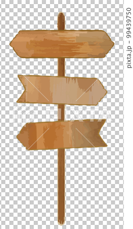 水彩の木板の矢印看板 99439750