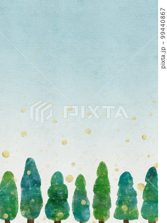 木から花粉が飛んでる水彩画の風景イラスト 木から花粉が飛んでる水彩画の風景イラスト 99440867
