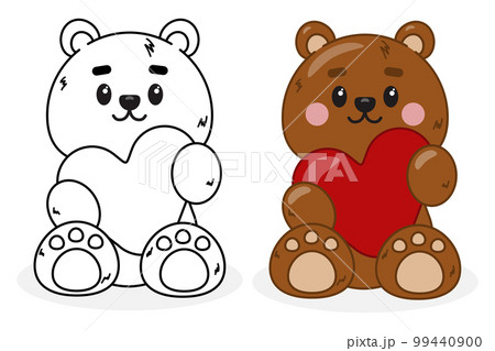 Teddy bear black and white outline illustration Teddy bear black and white outline illustration 99440900