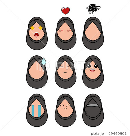 set of various expression hijab woman collection 99440901