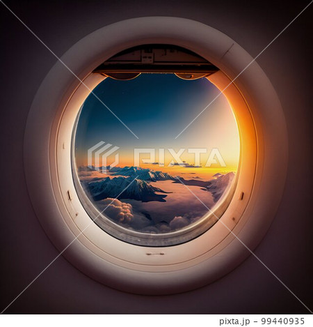 Airplane Window Porthole. Generative AI 99440935
