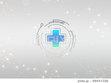 メディカルアイコンとネットワーク網　救急医療の背景素材	 99441506