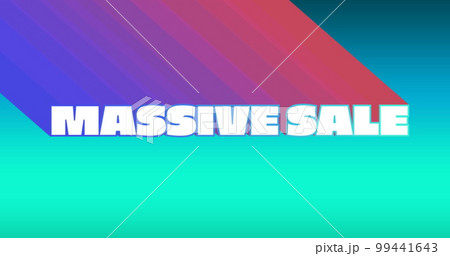 Massive sale graphic with colourful trails on bright turquoise background 99441643