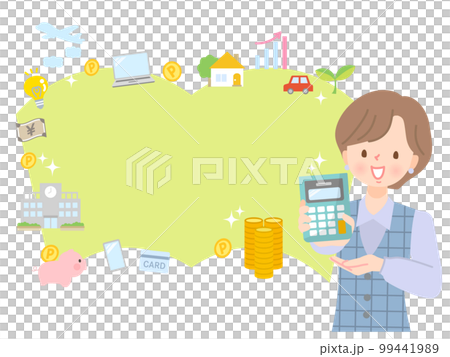 資産運用について説明する若い女性のイメージイラスト素材 資産運用について説明する若い女性のイメージイラスト素材 99441989