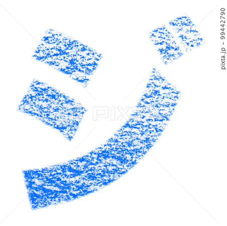 クレヨンで描かれたカタカナ「ジ」青色 背景白 パス付 他色/一覧表アリ 99442790