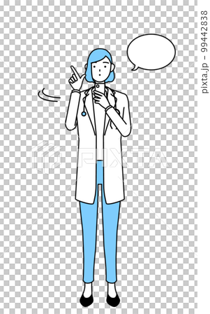 スマホを操作する白衣を着た女性医師 99442838