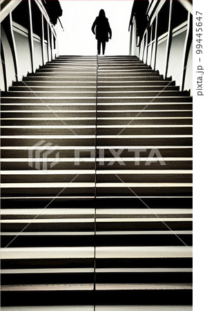 silhouette of man climbing stairs 99445647