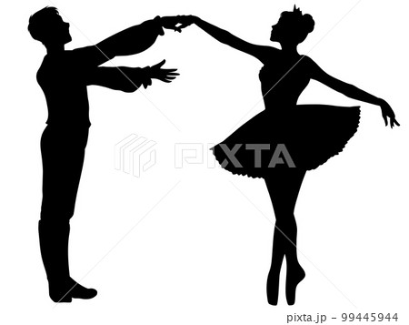 クラシックバレエのポーズをとる男女　4 99445944