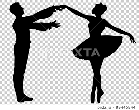クラシックバレエのポーズをとる男女　4 99445944