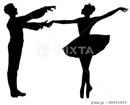 クラシックバレエのポーズをとる男女　5 99445945
