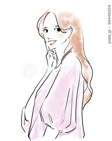 ロングヘアの美しい女性 99446004