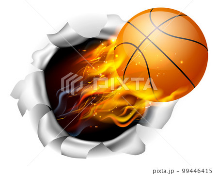 Basketball Ball Flame Fire Breaking Background 99446415