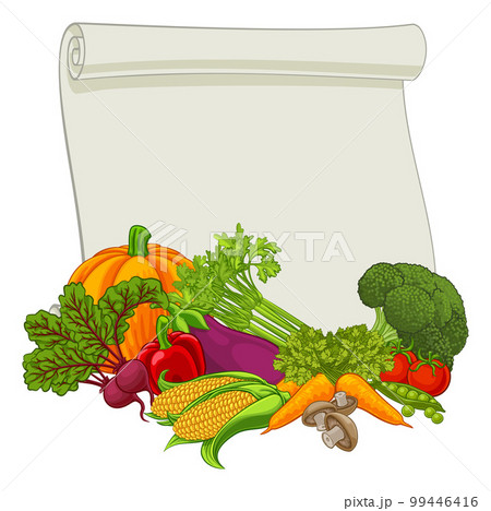 Vegetable Produce Food Scroll Background Cartoon 99446416