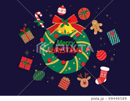 Christmas objects drawing_christmas lease and decorations 99446589