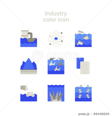 vector icon set on production facility, mechanical equipment and pollution vector icon set on production facility, mechanical equipment and pollution 99446609