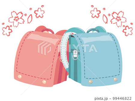 ピンクと水色のランドセルの挿絵 99446822