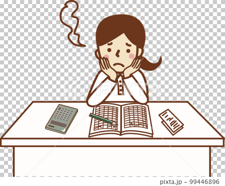A woman who puts on the books and sighs. A woman who puts on the books and sighs. 99446896
