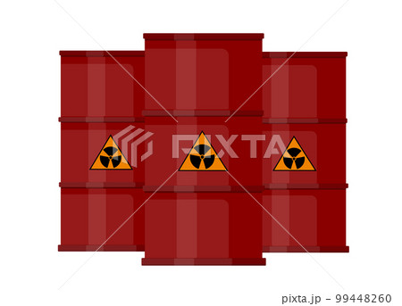 red metal barrel with diesel fuel radioactive substance on a white background 99448260