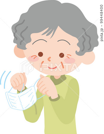 マスクを外す_高齢女性 マスクを外す_高齢女性 99448400