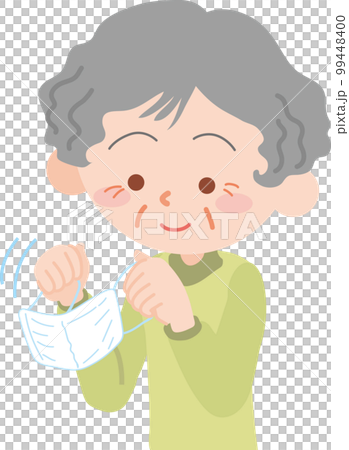 マスクを外す_高齢女性 マスクを外す_高齢女性 99448400