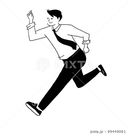 走っているビジネス男性の線画イラスト 99449061