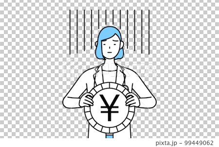 為替差損や円安のイメージ、白衣を着た女性医師 99449062