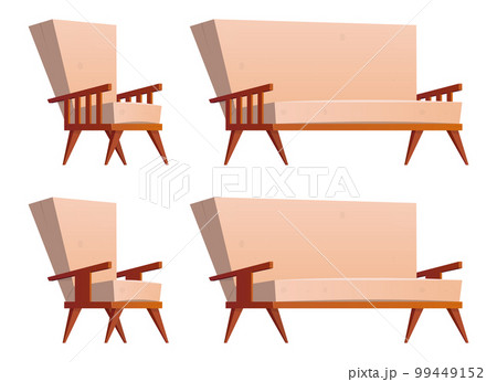 Cartoon armchair and sofa vector illustration isolated on white 99449152