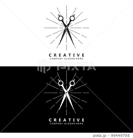 Barbershop Logo Vector Stylish Hair Design For Haircut, With Scissors And Shaver Barbershop Logo Vector Stylish Hair Design For Haircut, With Scissors And Shaver 99449708
