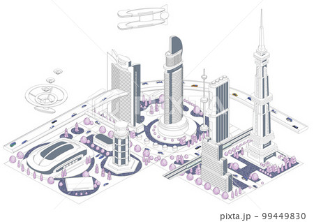 ブロックのように組み合わせれば大きな未来都市になる街並みイラスト「未来都市B」 バリエーションあり ブロックのように組み合わせれば大きな未来都市になる街並みイラスト「未来都市B」 バリエーションあり 99449830
