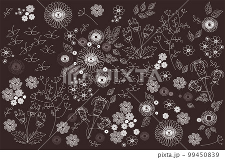 spring pattern with different flowers and leaves background spring pattern with different flowers and leaves background 99450839