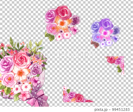 Watercolor hand-painted beautiful bouquet illustration set material background frame Watercolor hand-painted beautiful bouquet illustration set material background frame 99451283