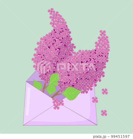 lilac branch in a paper envelope 99451597