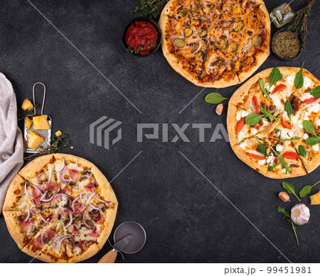 Assortment of various type of Italian pizza 99451981