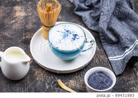 Blue matcha latte with milk 99451985