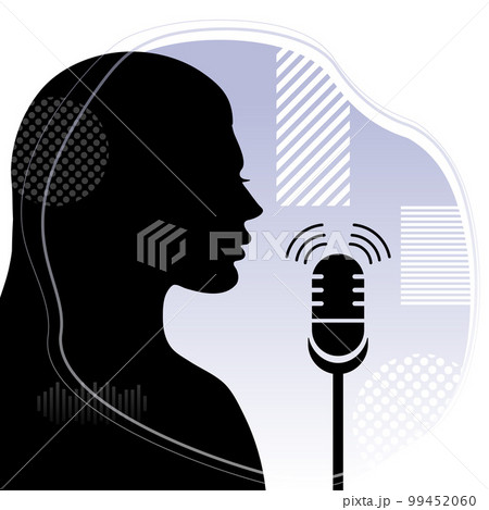 Single female with microphone silhouette vector illustration Single female with microphone silhouette vector illustration 99452060