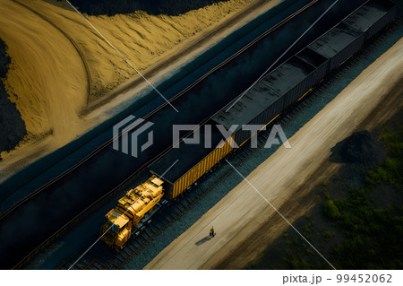 Open pit mine, extractive industry for coal. Big yellow mining truck machinery for coal quarry. Neural network AI generated art Open pit mine, extractive industry for coal. Big yellow mining truck machinery for coal quarry. Neural network AI generated art 99452062